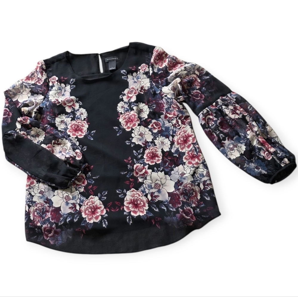 Investments Floral Blouse, Size Large